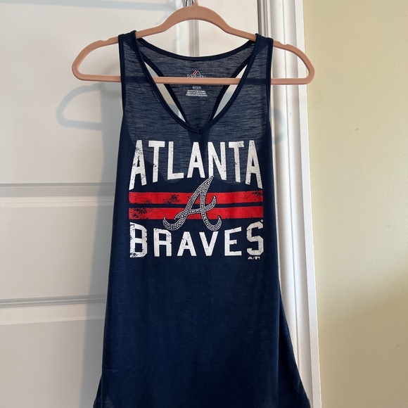 Atlanta Braves Majestic Tops - Atlanta Braves rhinestone racerback top, S